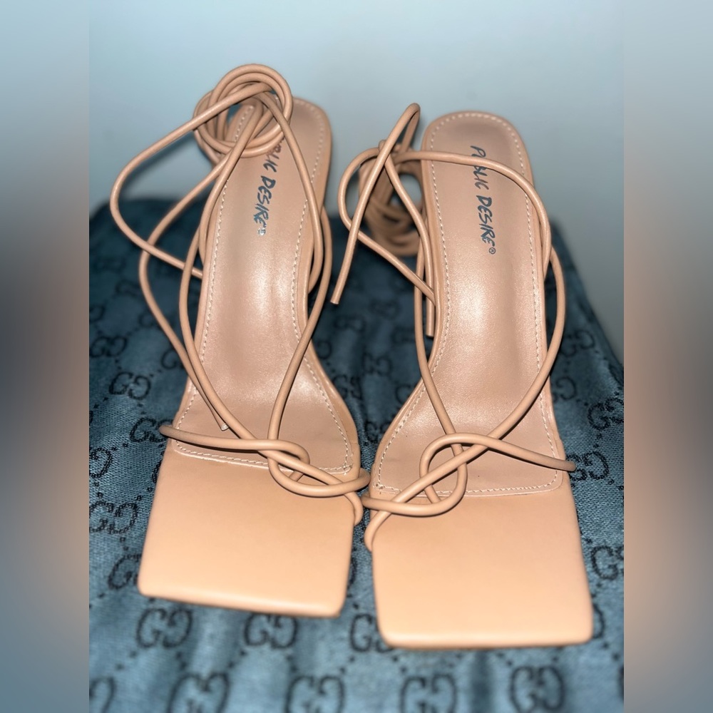 Nude strappy heels